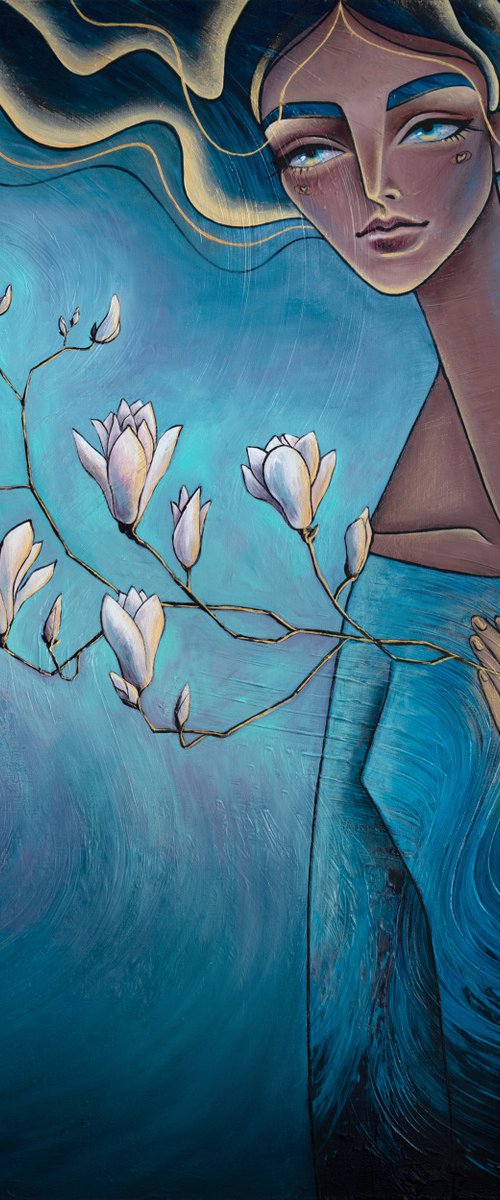 Awakening | 50*60 cm | Girl with magnolia by Lada Ziangirova