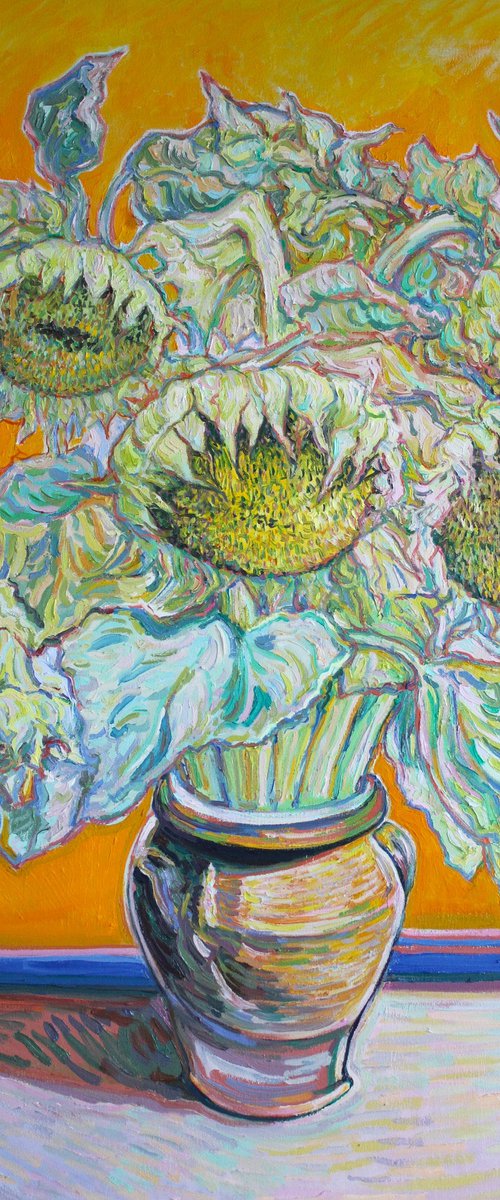 Orange/Yellow sunflowers by Nigel Dickerson