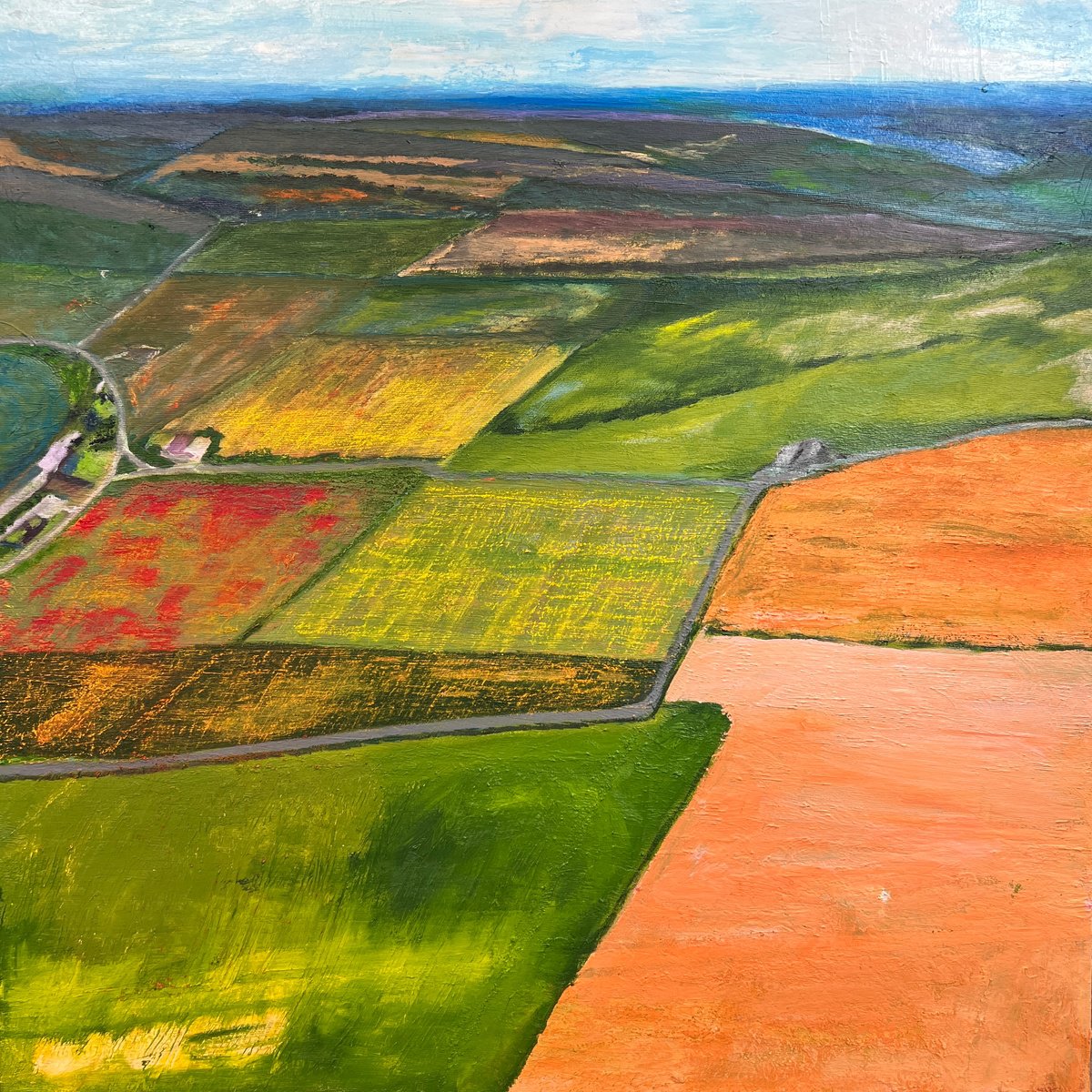 Impressionistic Landscape Painting By Km Arts, 30 X 30", Sun Kissed, Original Artwork