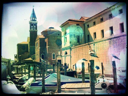 Venice sister town Chioggia in Italy - 60x80x4cm print on canvas 01124m3 READY to HANG by Kuebler