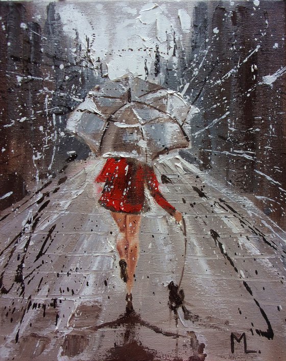 " LITTLE FRIEND " original painting CITY palette knife