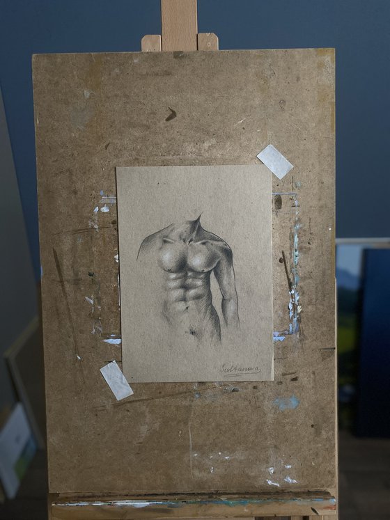 Topless man