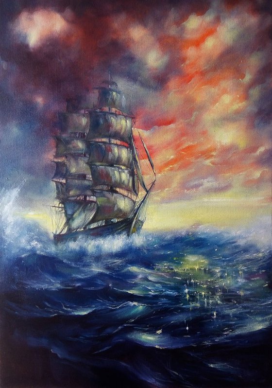 "Ship" Large painting by Artem Grunyka