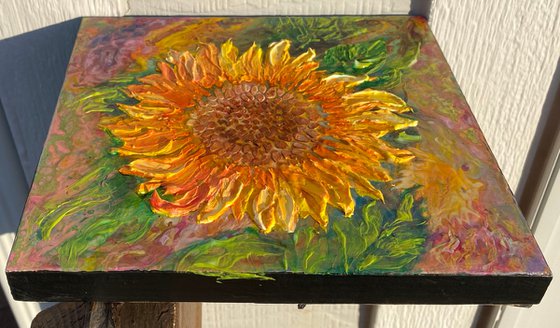 Sunflower Impasto Palette Knife Painting