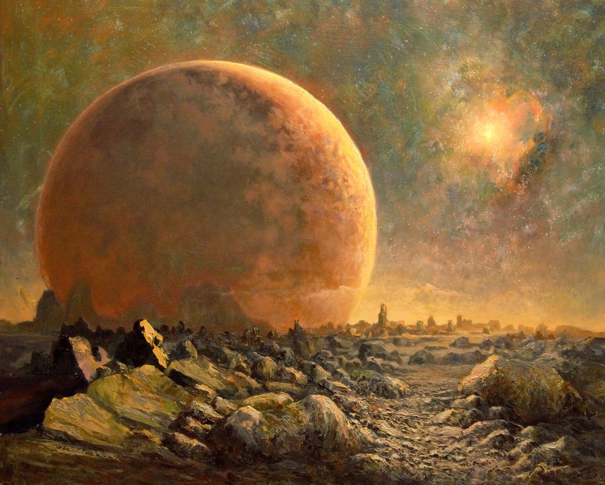 Outer space landscape oil painting by Dmitry Revyakin