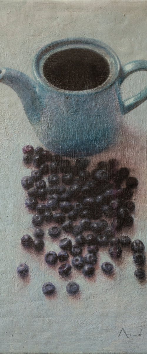 The Turquoise Teapot and Blueberries by Andrejs Ko