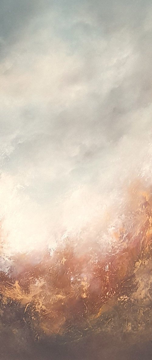 WILD AND FREE II (Large Abstract /Cloudscape Oil Painting - 80CMS X 80CMS) by Gillian Luff