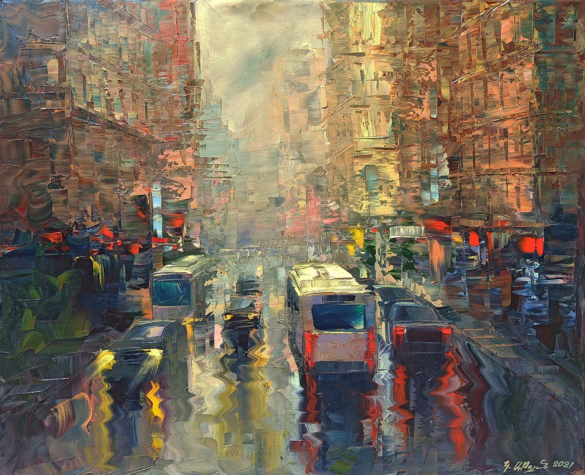 After rain (60x70cm, oil painting, ready to hang) by Kamo Atoyan