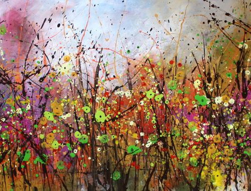 Mystical Gardens - Extra large original abstract painting by Cecilia Frigati