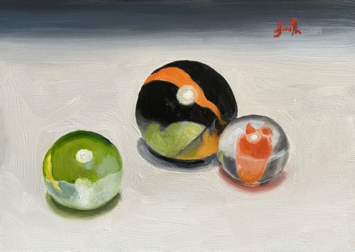 Three Marbles Still Life. by Jackie Smith