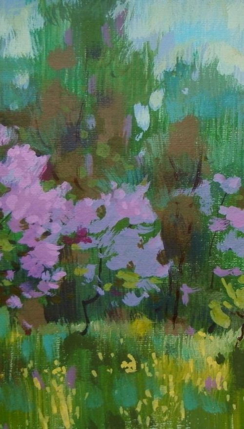 Lilac Garden, original painting 26x36 cm by Sergey  Kachin