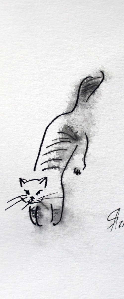 Cat V... /  ORIGINAL PAINTING by Salana Art Gallery