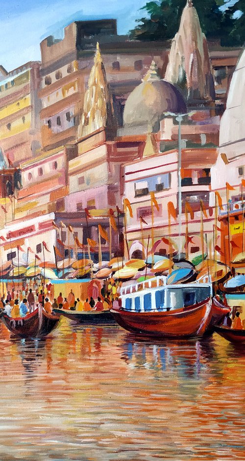 Varanasi Ghats At Morning by Samiran Sarkar