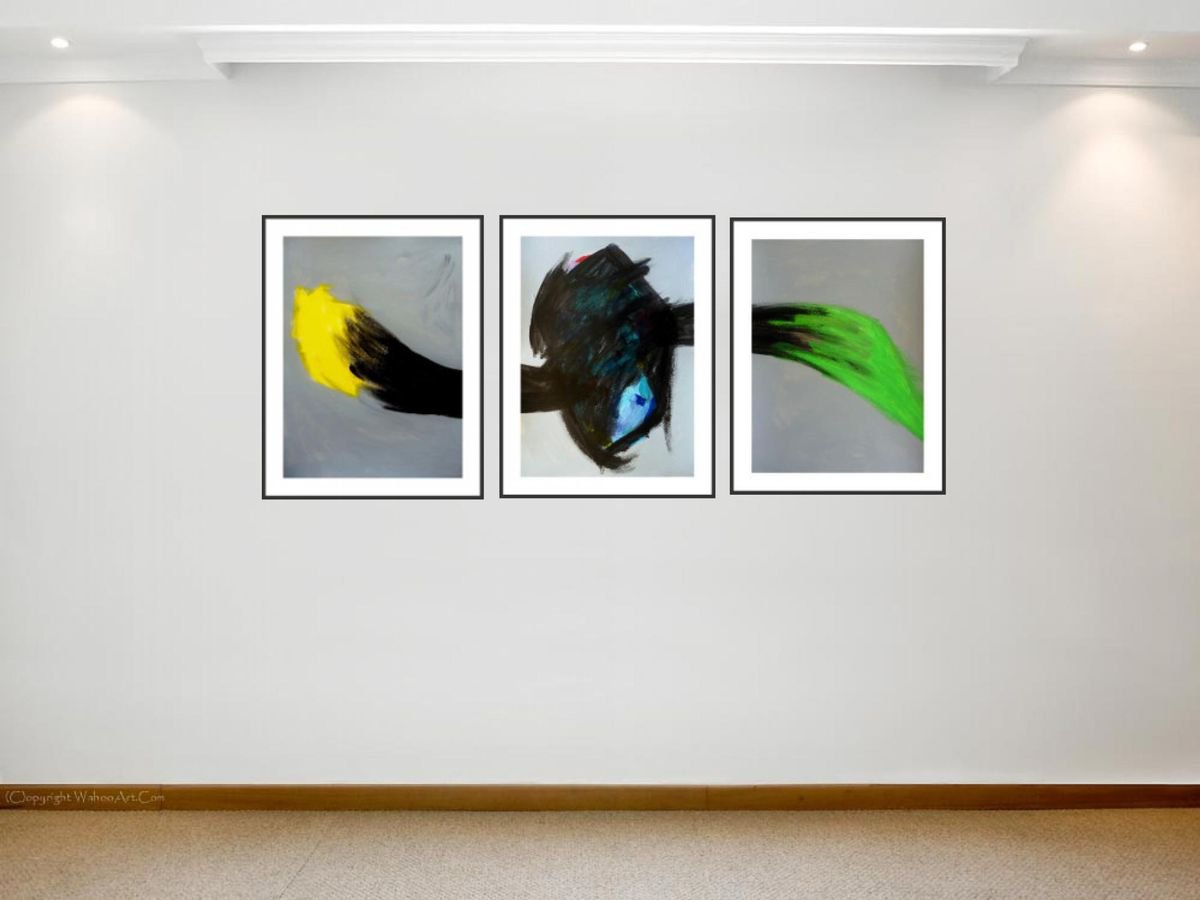 flamme / Triptych : 35,43 x 15,75 in (90 x 40 cm) by Pierre-Yves Beltran