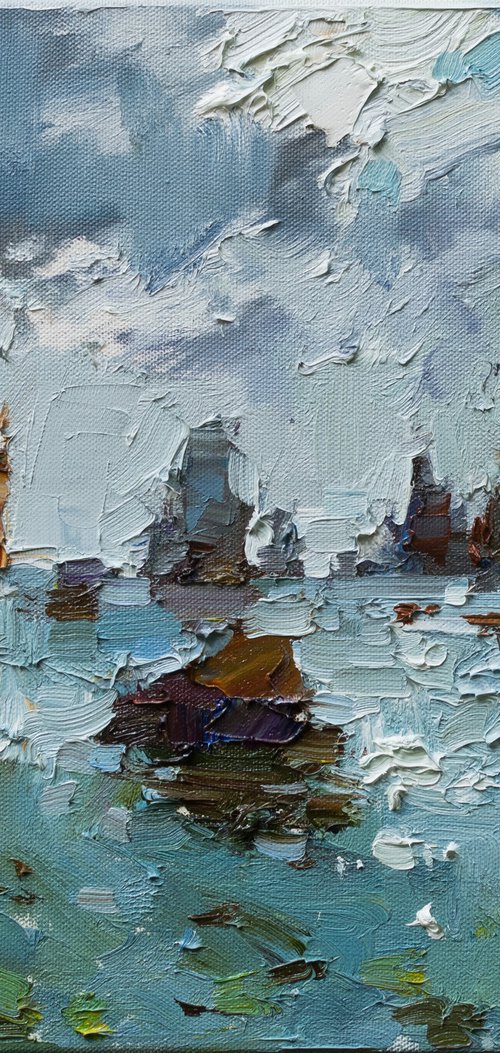 Sea Original oil seascape painting by Anastasiia Valiulina