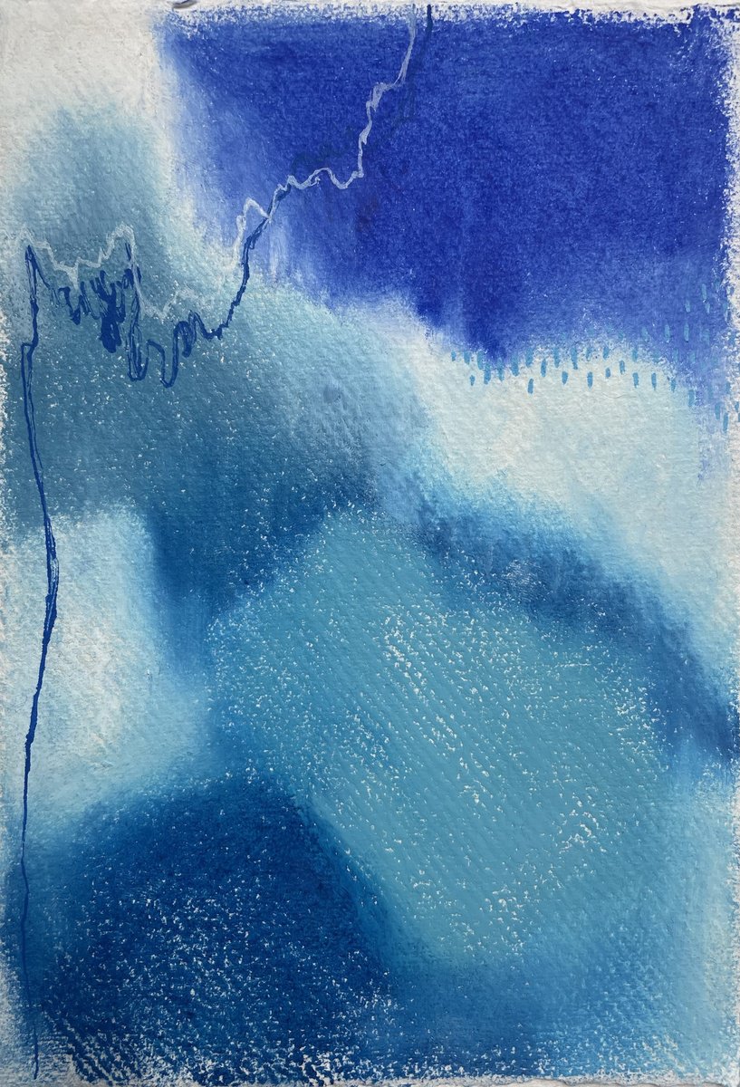 Abstract Pastel Drawing By Flora Butler, 6 X 8, Tears On The Mountain, Original Artwork