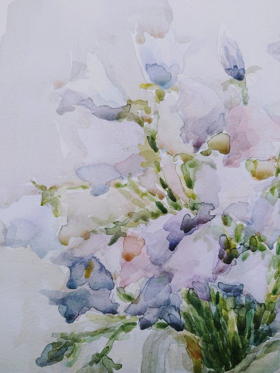 Bluebells flowers. Original watercolour painting.