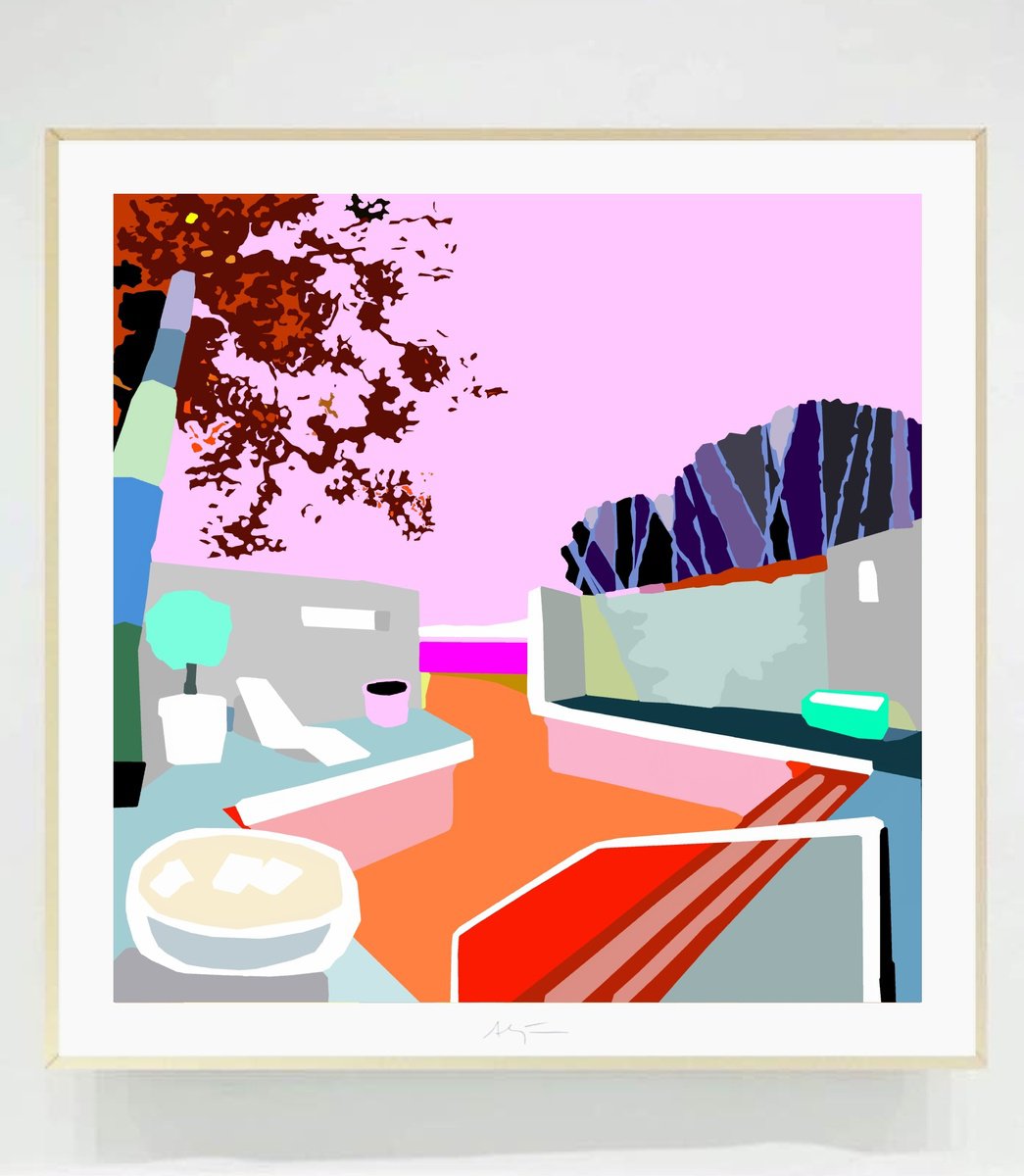 Urban And Pop Landscape Giclee Print By Alejos, 17 X 17, Inexterior, Original Artwork