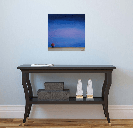 Lone tree #15 - surreal landscape on stretched cotton canvas, ready to hang, 50x50cm