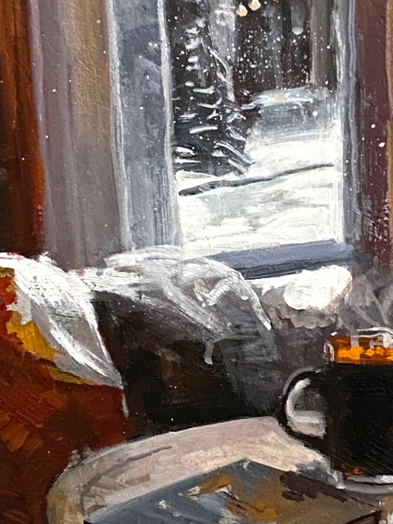 First Snow Beyond the Window