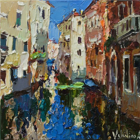 Venice. italian landscape- Original impasto landscape painting textured Oil painting Italy wall art