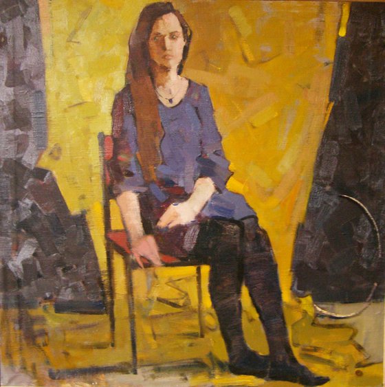 Sitting figure.  2014. oil on canvas. 90x90cm.