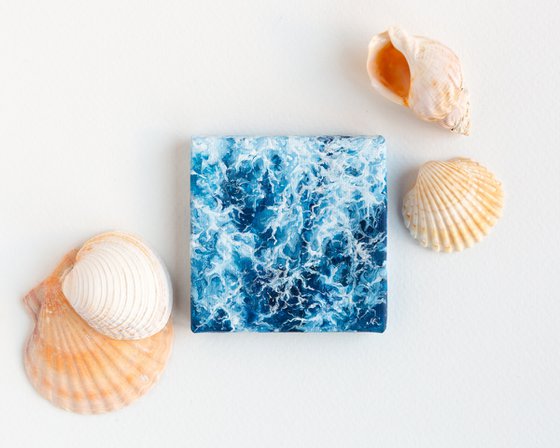 Miniature blue ocean waves
