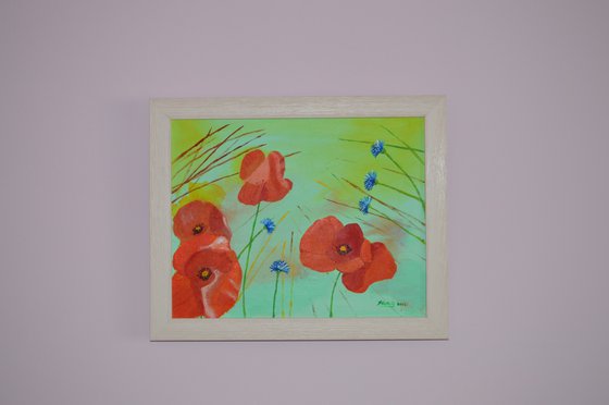 Poppies with Corn Flowers