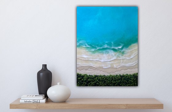 "Here on the beach - Serenity" ocean waves on the white sand beach