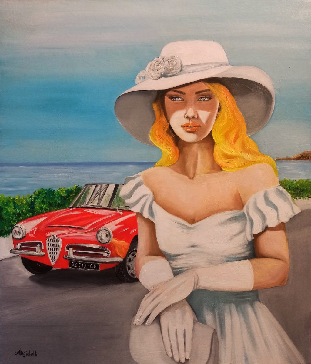 Photorealistic Portrait Oil Painting By Anna Rita Angiolelli, 24 X 28, Italian Summer, Original Artwork