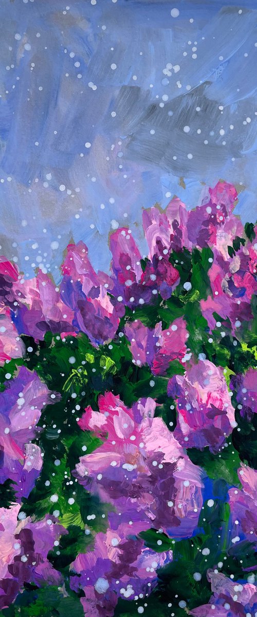 Lilac Original Gouache Painting, Purple Flower Wall Art, Cottagecore Home Decor, Gift for Her by Kate Grishakova