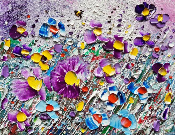 "Abstract Violet Flowers in Love"