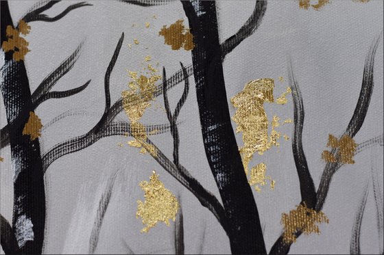 Golden Forest 2 - Acrylic Painting on Stretched Canvas - Abstract Art