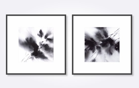 Black flowers diptych