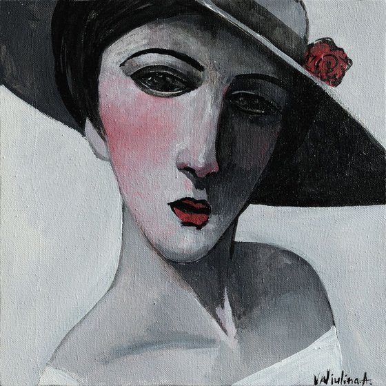 Portrait inspired by Modigliani - Original Acrylic painting