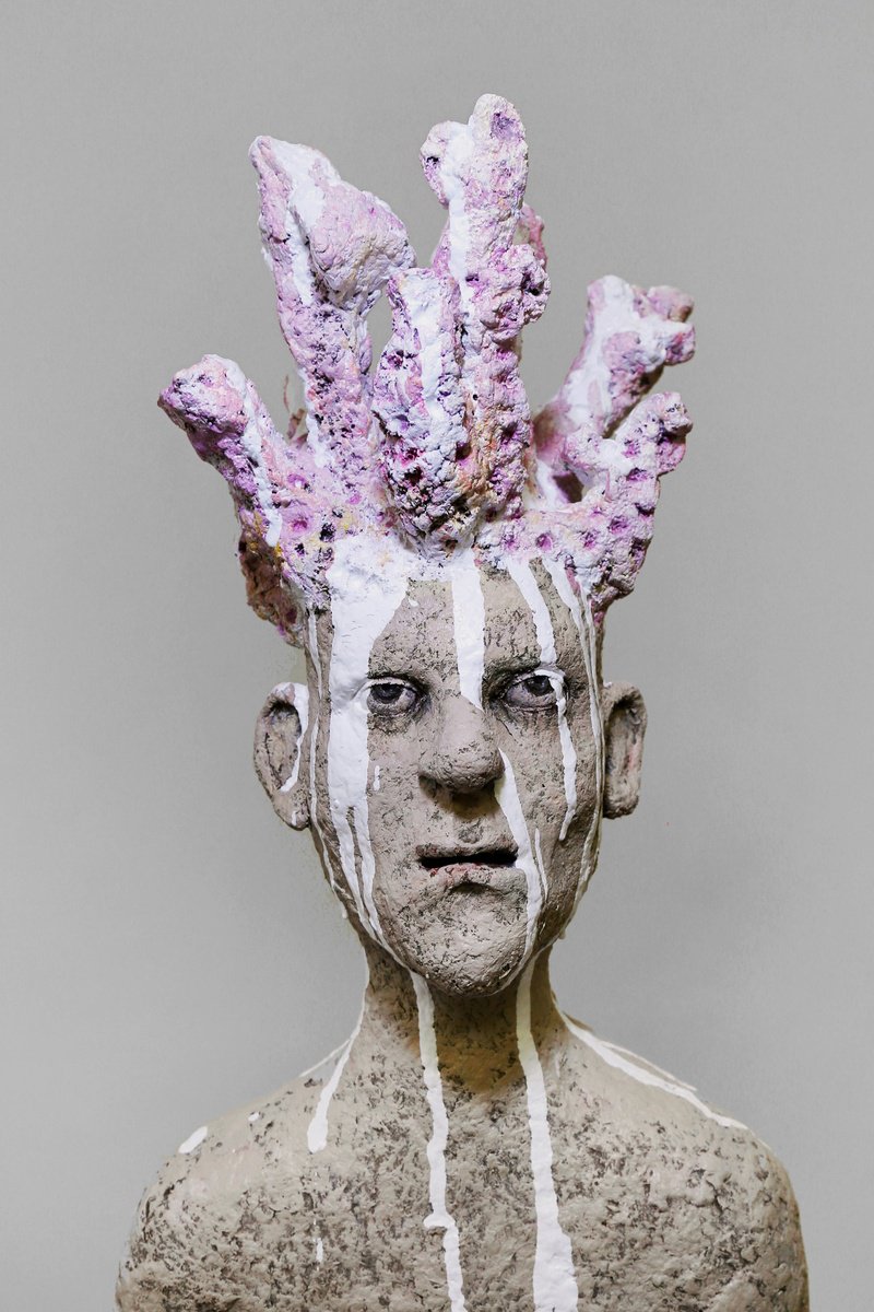 Expressive Botanical Sculpture By Sol Vil, 9 X 20", White As Death, Original Artwork