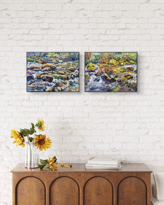 Mountain River Charnali, Georgia – Diptych