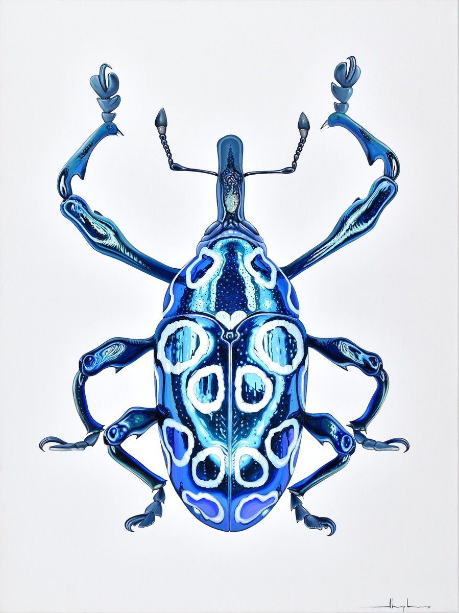 Photorealistic Animal Acrylic Painting By Alex Nizovsky, 30 X 40, Jewel Beetle #1, Original Artwork