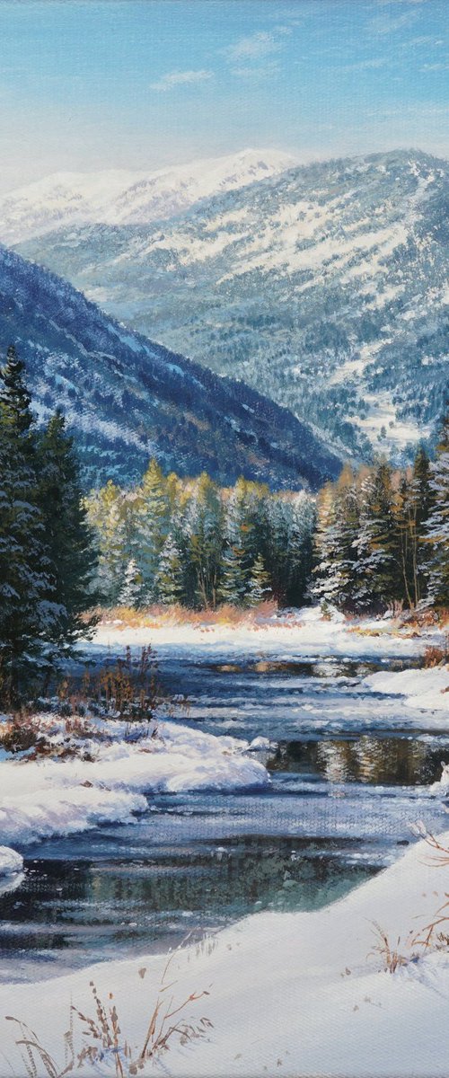 Winter river in the embrace of spring by Viktar Yushkevich YUVART