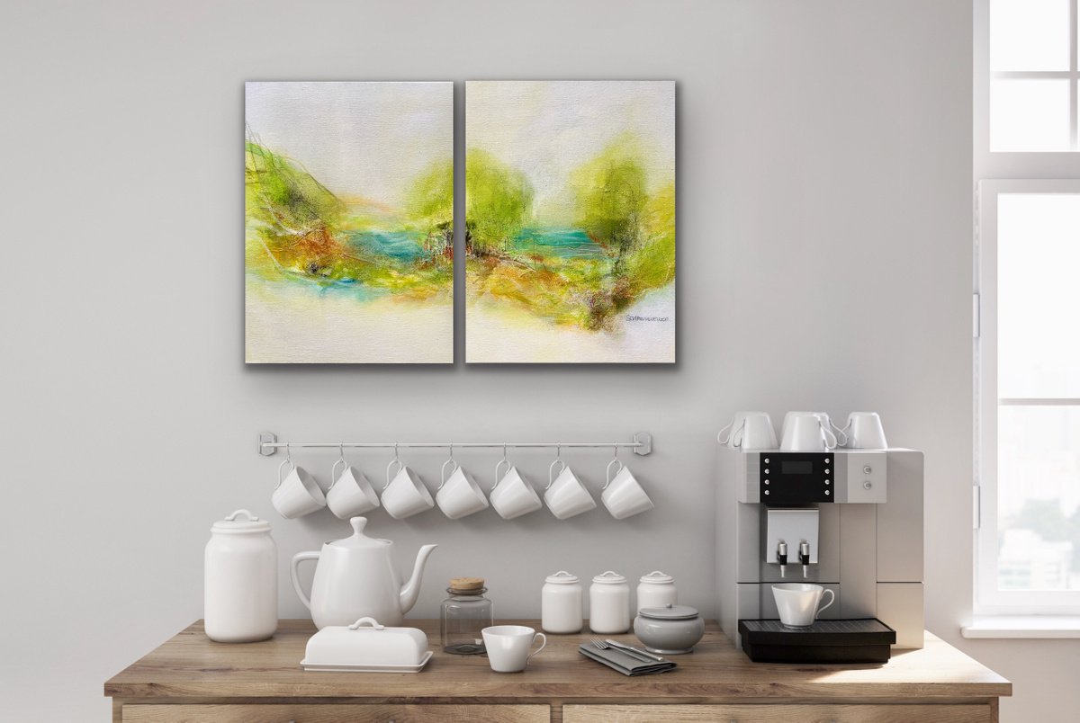 Mother Nature XI I 40 x 60 cm - diptych I natural abstract artwork by Kirsten Schankweiler