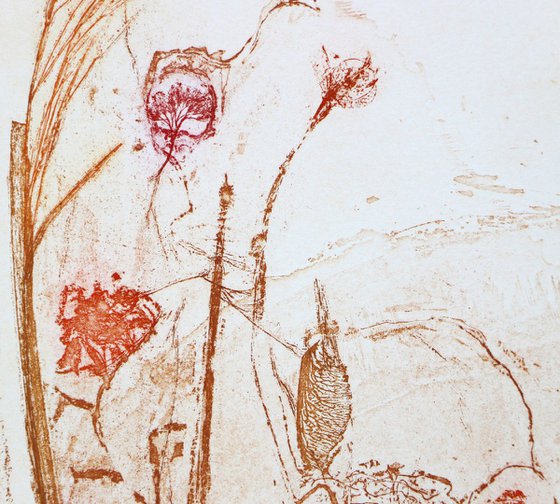 Heike Roesel "Summer Garden 1", fine art etching in variation, edition of 10