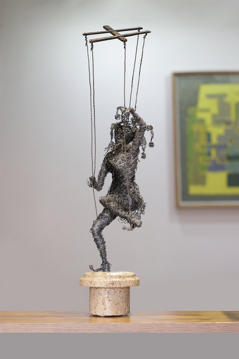 Abstract Portrait Sculpture By Karen Axikyan, 6 X 22", Control, Original Artwork