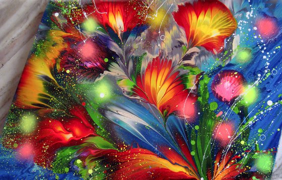 "Summer Sea Breeze" Floral Abstract Painting 60 x 80cm