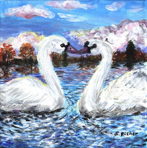 the swans by Sandra Fisher