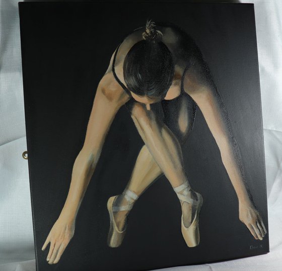 Dancer in the Dark, Contemporary Ballet, Ballerina Painting, Nude, Modern Artwork