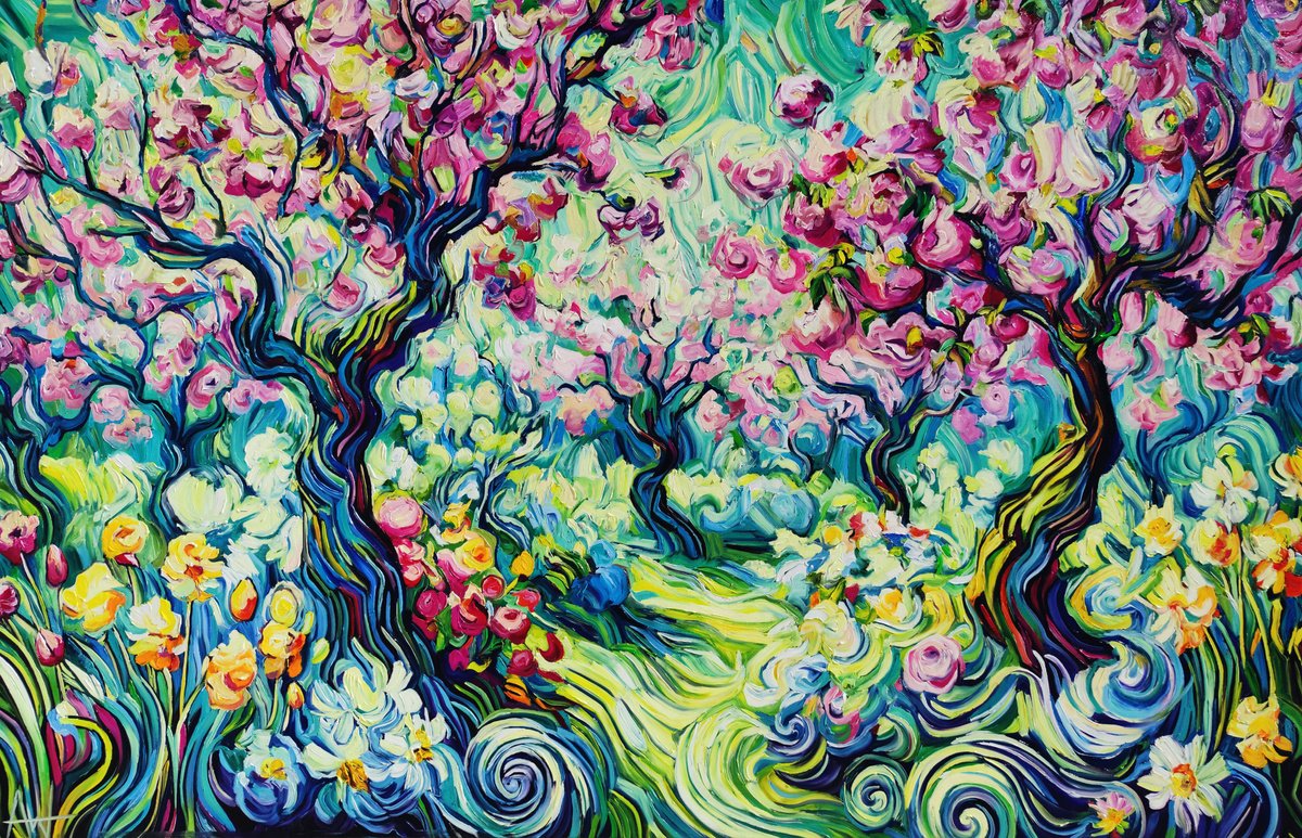 The Midnight Orchard By Angie Wright, 67 X 43, Artwork For Sale On Artfinder