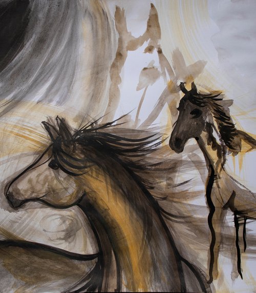 Three horses by René Goorman