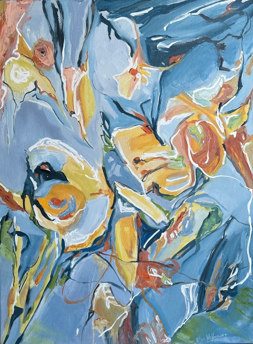 Abstract Oil Painting By Olga Mcnamara Biennaleartist, 24 X 31", I Just Wanted You To Know, Original Artwork