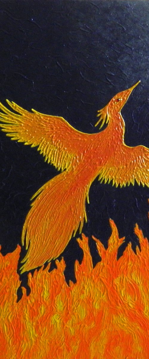 Fire of Creation - recreation of phoenix painting; home, office decor; gift idea by Liza Wheeler