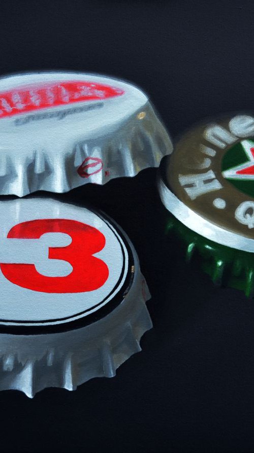 Three Bottle Caps by Ben Slade